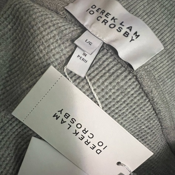 Derek Lam 10 Crosby Rosalie Sailor Button Cotton Waffle Knit Joggers Gray L NWT - Picture 7 of 8